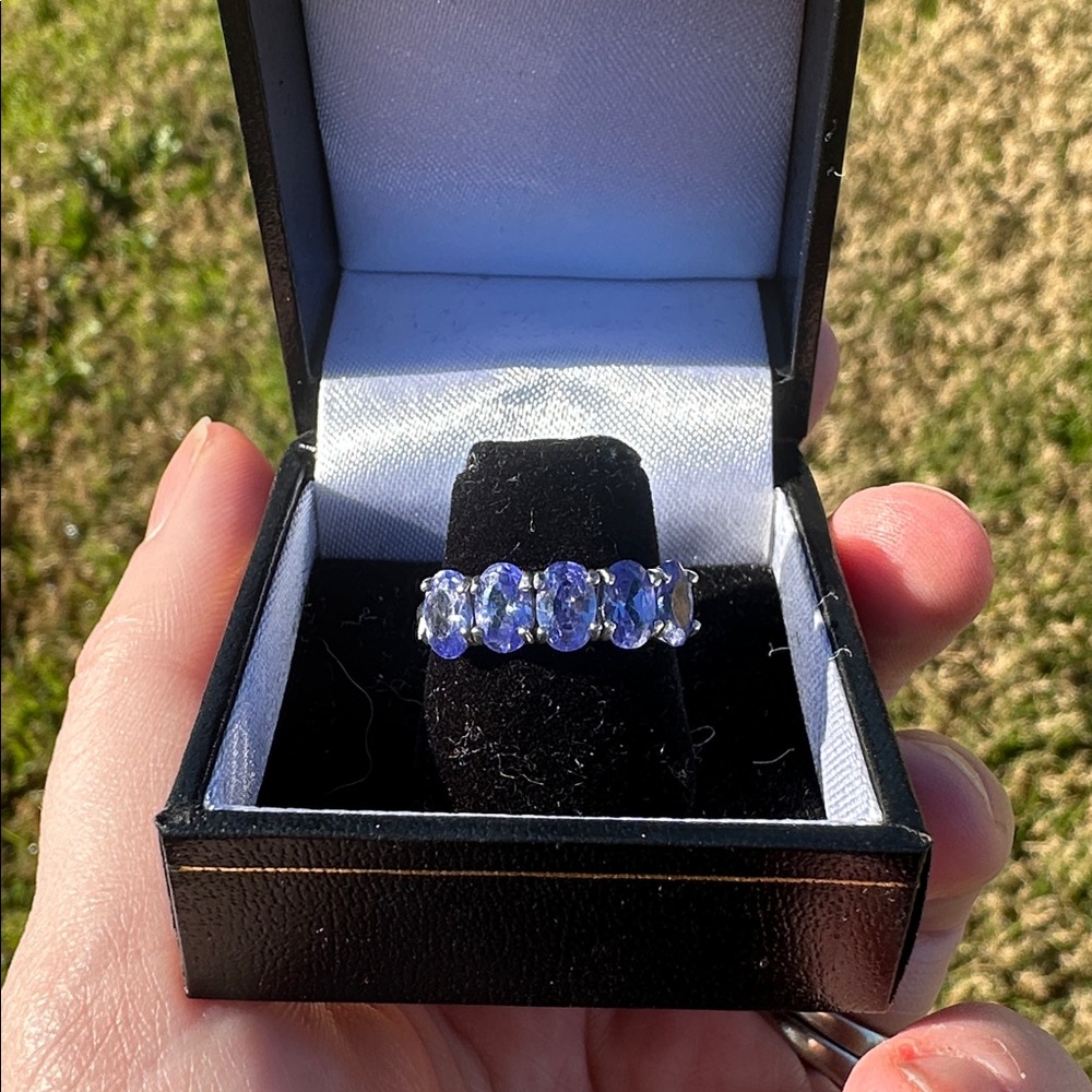 Genuine Tanzanite Sterling Silver Ring 925